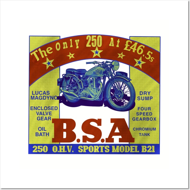 Vintage BSA Motorcycles Caferacer Legends Wall Art by MotorManiac